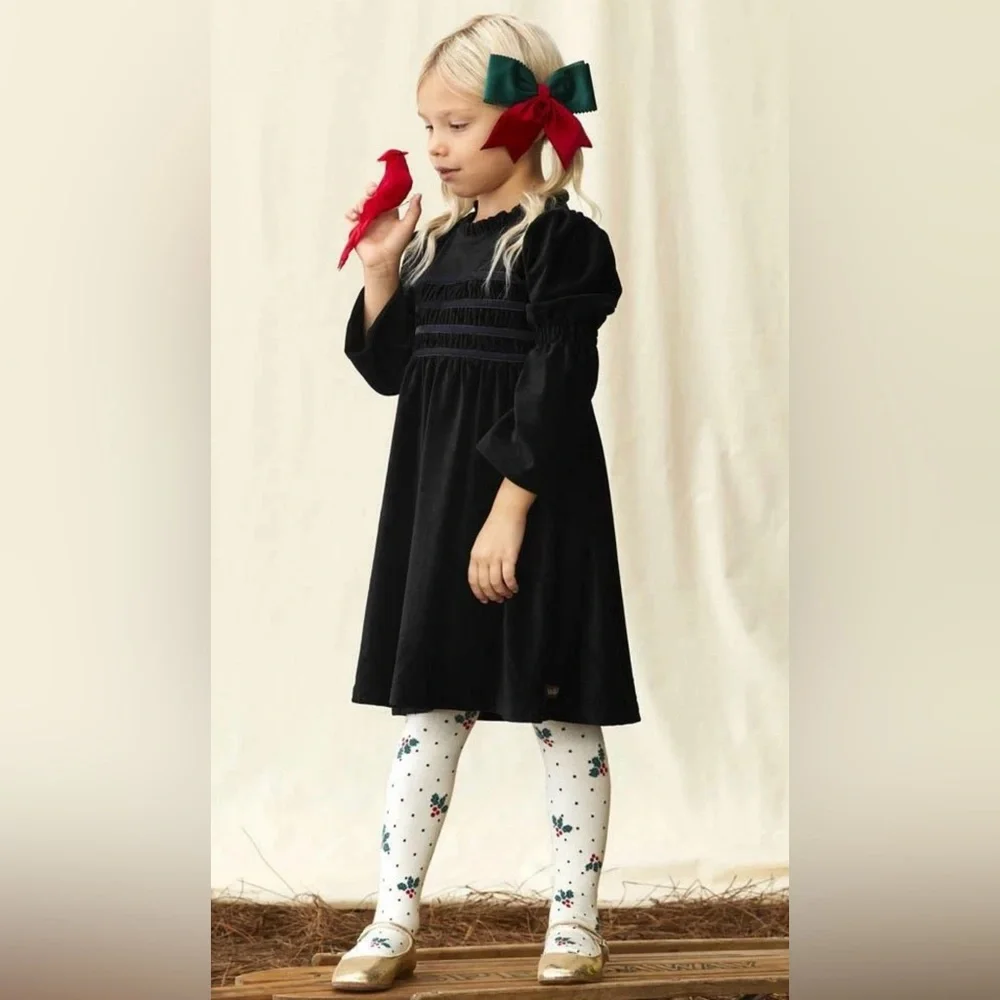 MATILDA JANE Just Imagine Andi Black Ribbed Velour Dress size 10 Girls